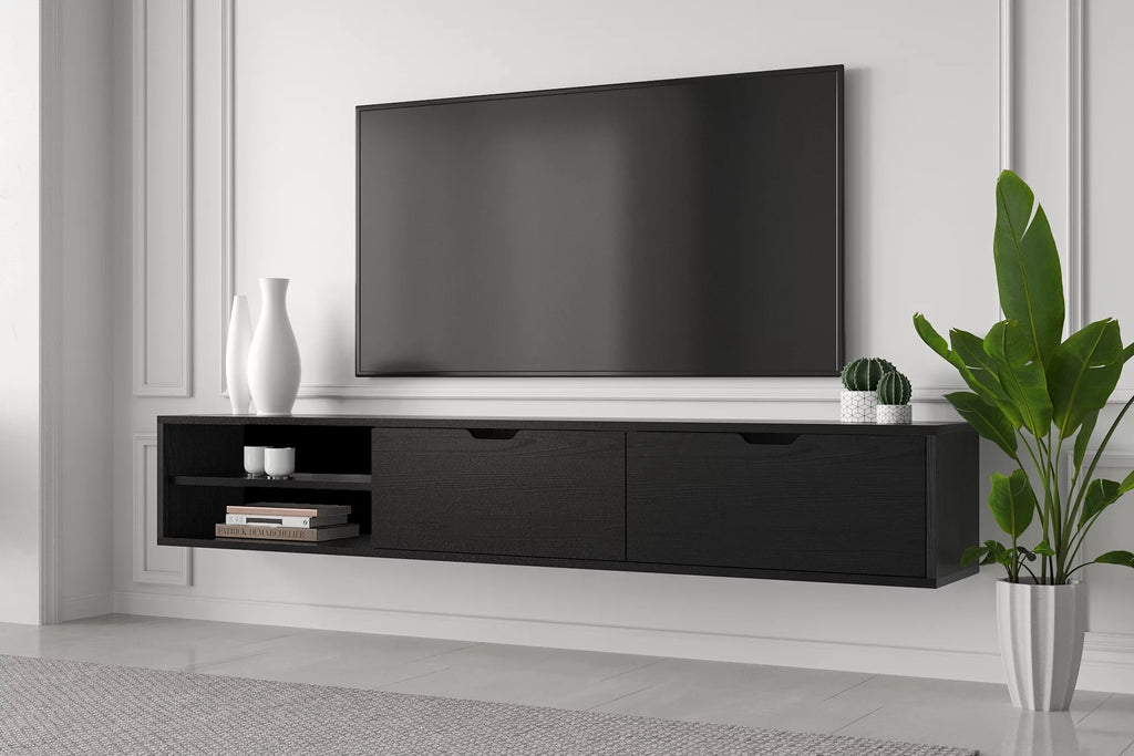 Black Wood 71 inch Tv Stand N368