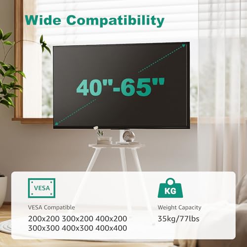 Height Adjustable Swivel TV Stand for 40 to 65 Inch Screen with Wooden Tray L962