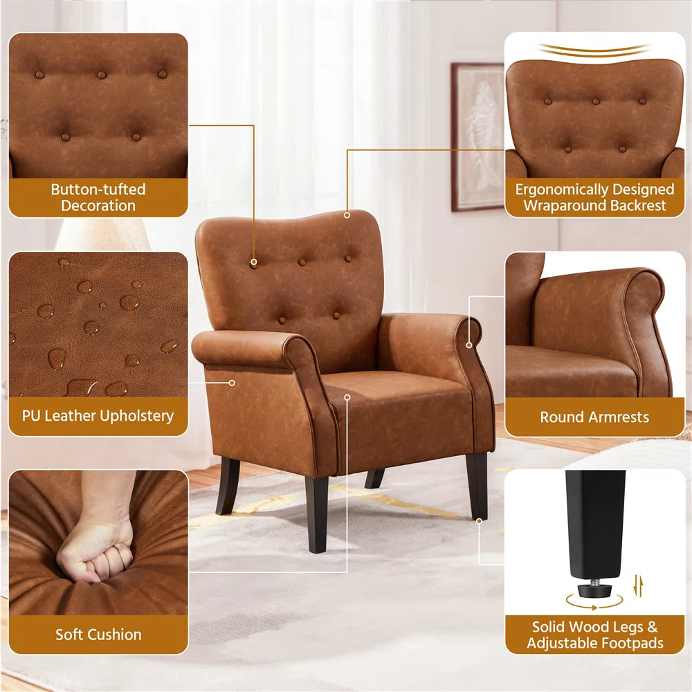 Set of 2 Faux Leather Accent Chair T5171