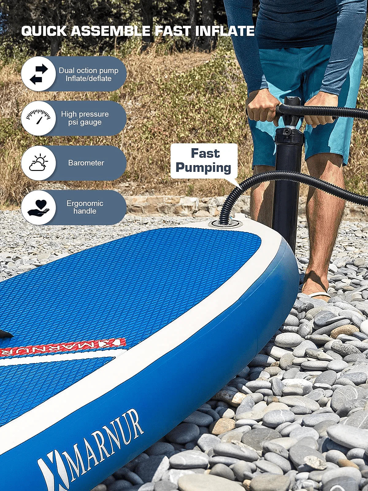 Inflatable Paddle Board with Non-Slip Deck and Pump and Paddle T916