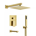 10 in. Wall Mount Shower Head and Tub Faucet 2.5 GPM Brushed Gold E720