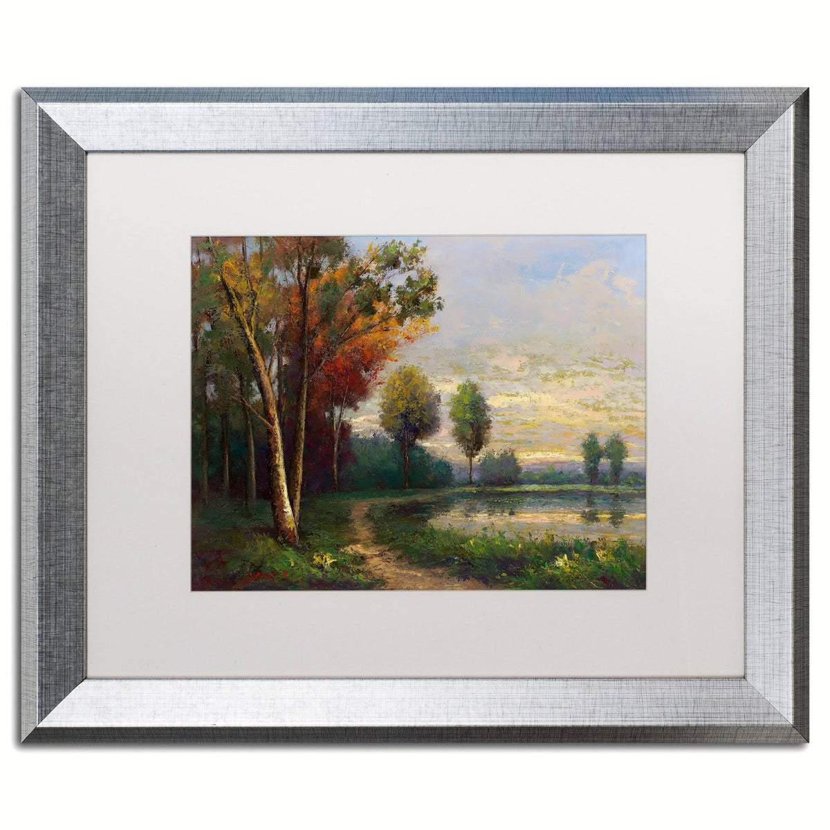 Framed Landscape with A Lake Art 16x20-Inch W566