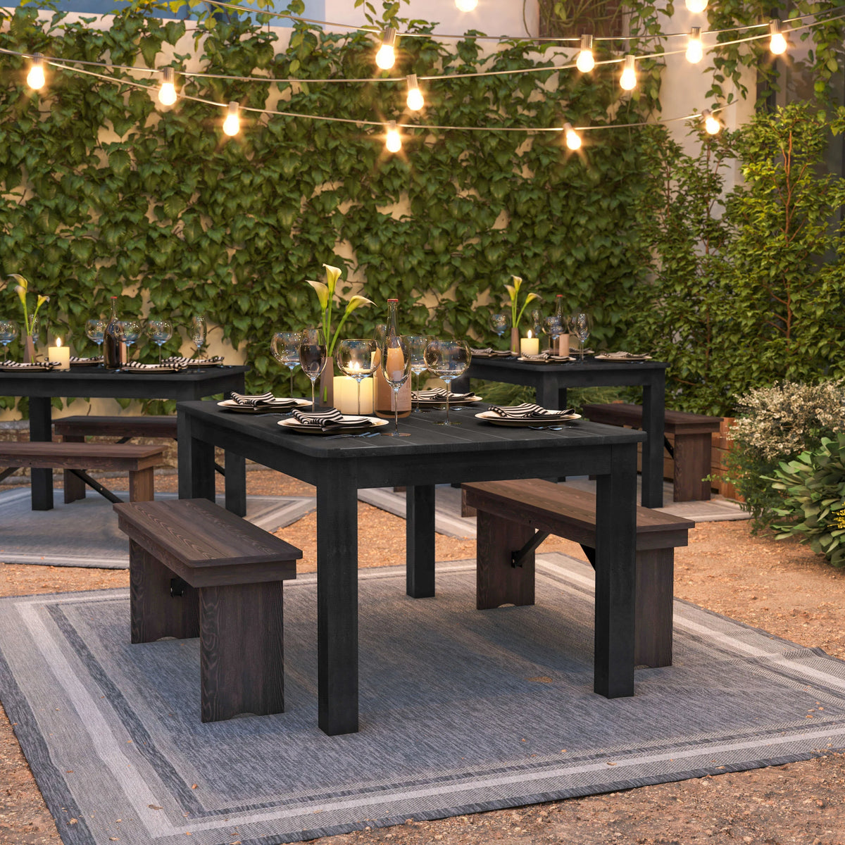 60" x 38" Rectangular Black Wash Solid Pine Dining Table K48793