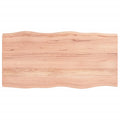 Solid Oak Wood Table Light Treated Live Edge Brown S977426