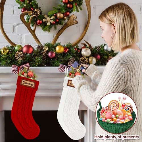 Knitted Christmas Stockings Set of 4 White Red Green Z683662