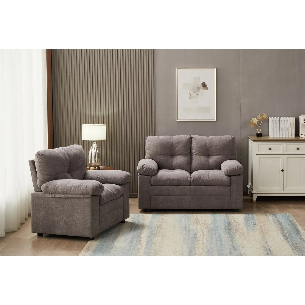 Linen 2 Piece Living Room Set Brown A9570