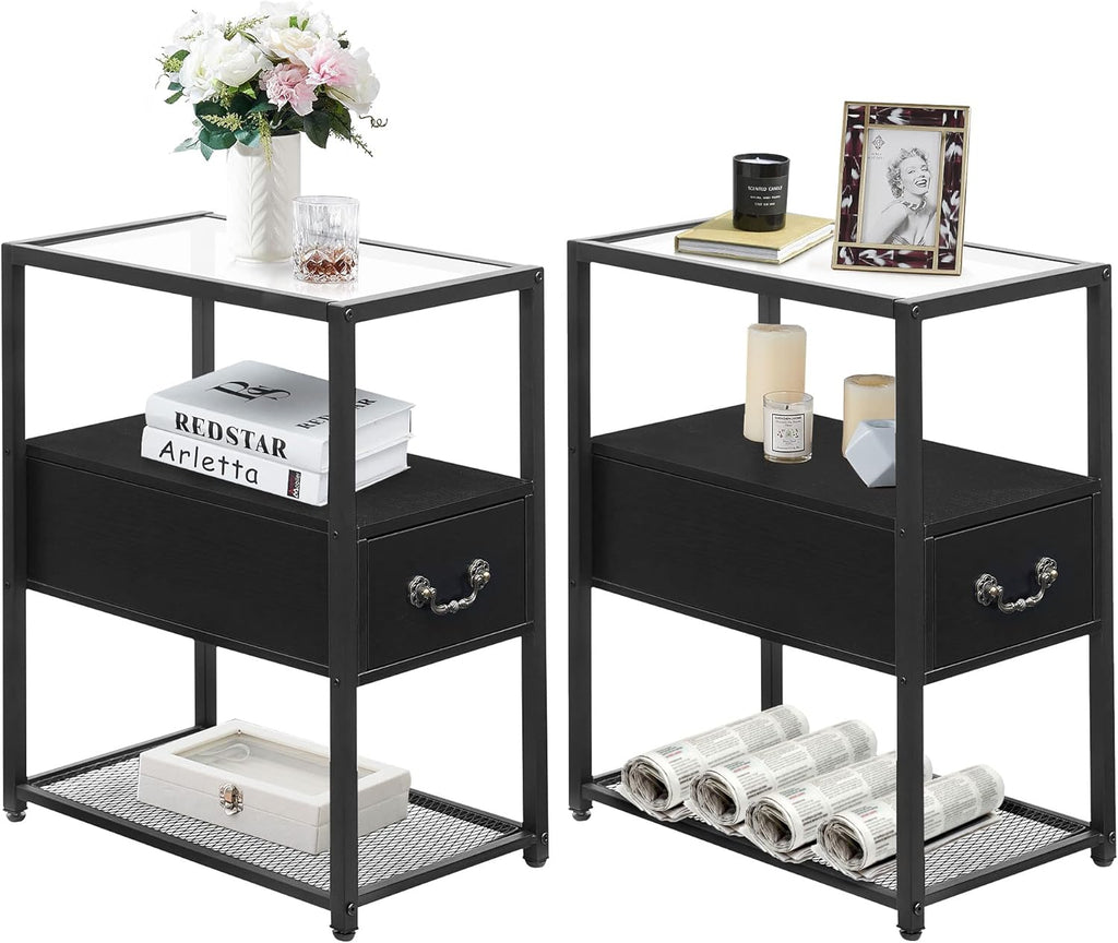 Brown 2 Drawer Nightstand with Shelf G2095