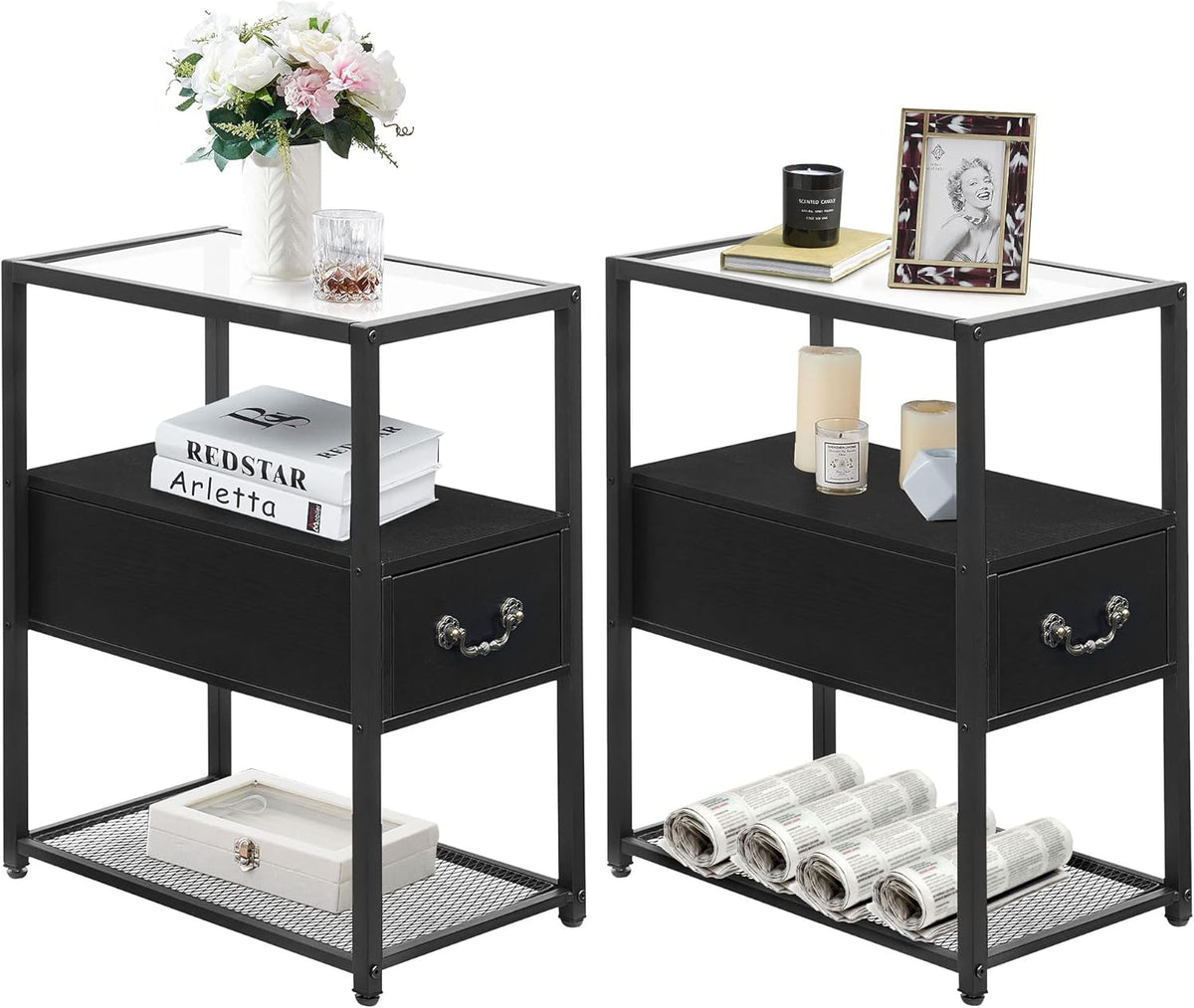 Brown 2 Drawer Nightstand with Shelf G2095