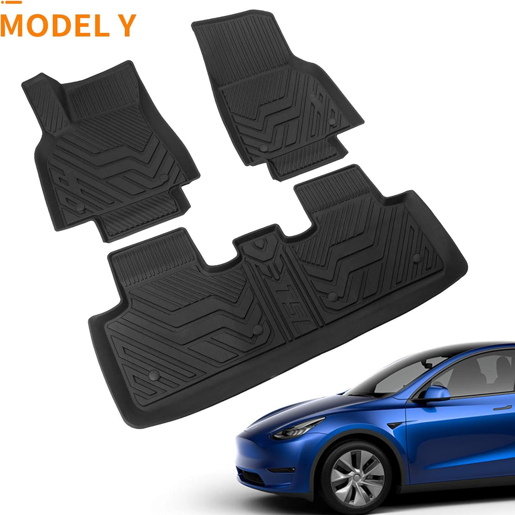Tesla Model Y All Weather Trunk Mats Cargo Liners Set of 3 I6874