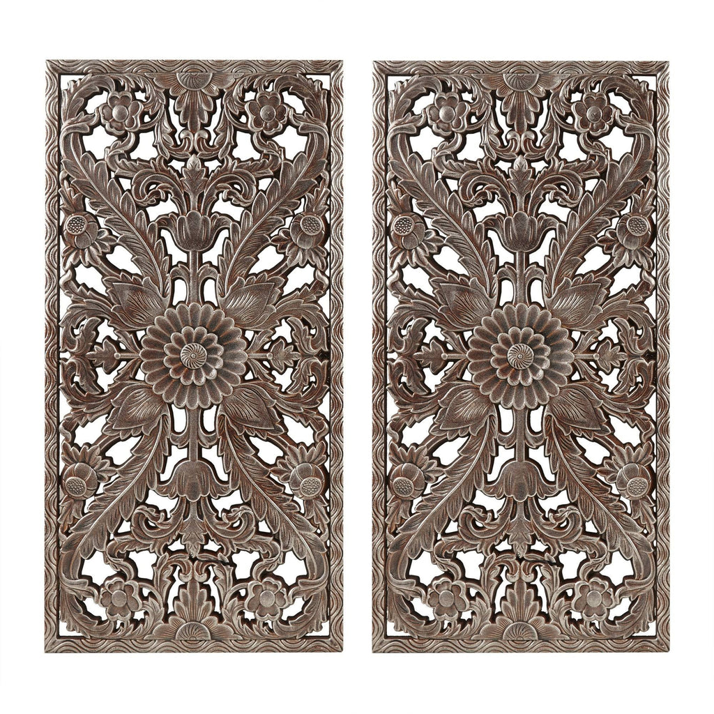 Botanical Panel Carved Wall 2 Piece Set Y783