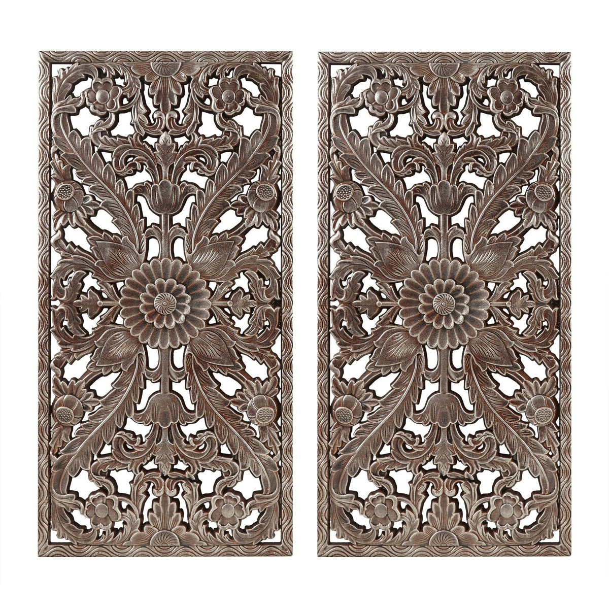 Botanical Panel Carved Wall 2 Piece Set Y783