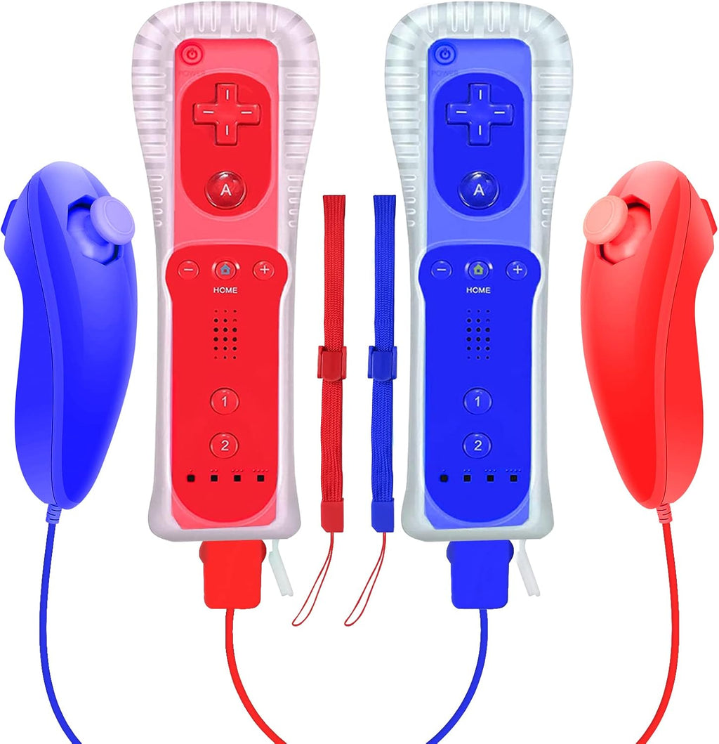 Wireless Controller and Nunchuck Joystick 2 Packs with Silicone Case and Wrist Strap Y2249