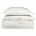 650 Thread Count Egyptian Cotton Stripe Duvet Cover Set California King White E7753