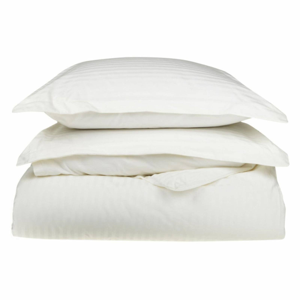650 Thread Count Egyptian Cotton Stripe Duvet Cover Set California King White E7753
