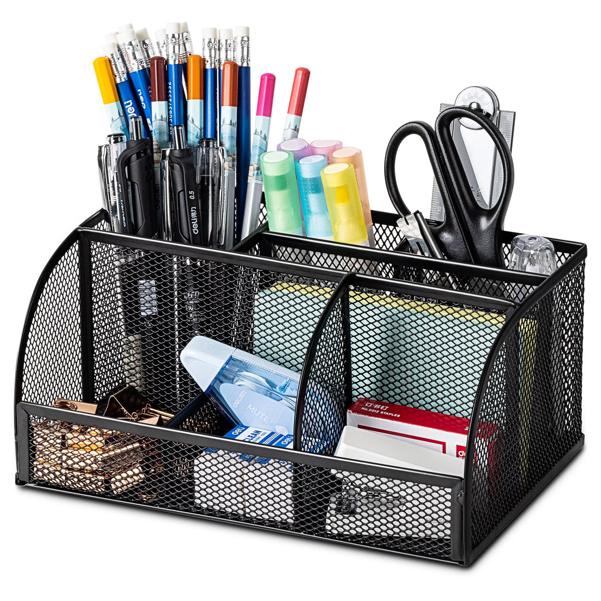 Black 7 Compartment Mesh Desktop Organizer N7539