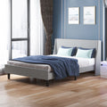 Light Grey Queen Size Upholstered Platform Bed Frame with Headboard Z8454