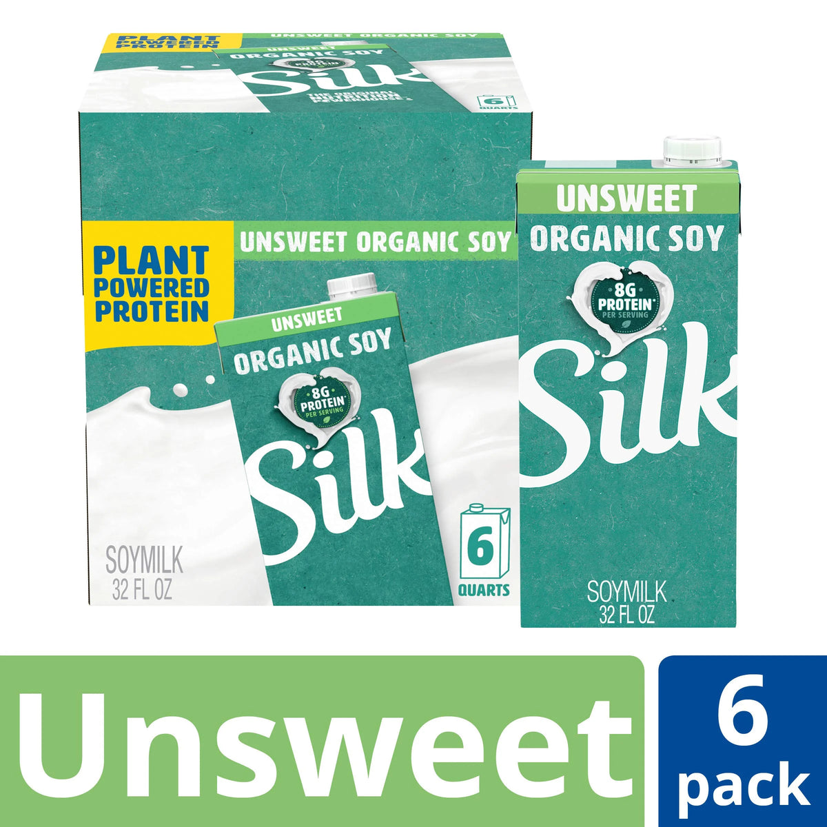 Organic Unsweetened Soy Milk 32 Fl Oz (Pack Of 6) Y60465