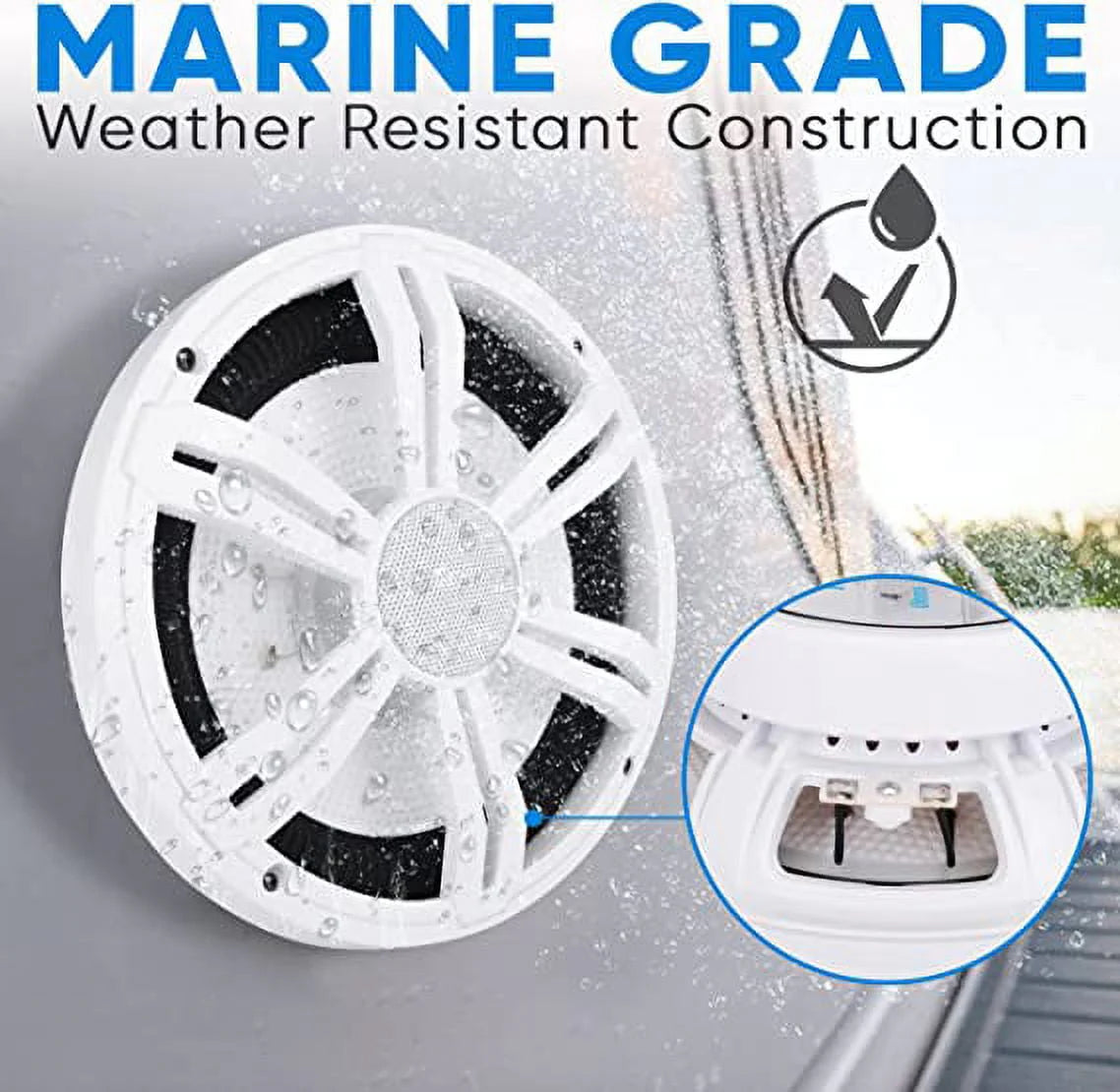 6.5” Slim Marine Subwoofer - 150W 4 Ohm Waterproof Component Speaker System (White) G1729