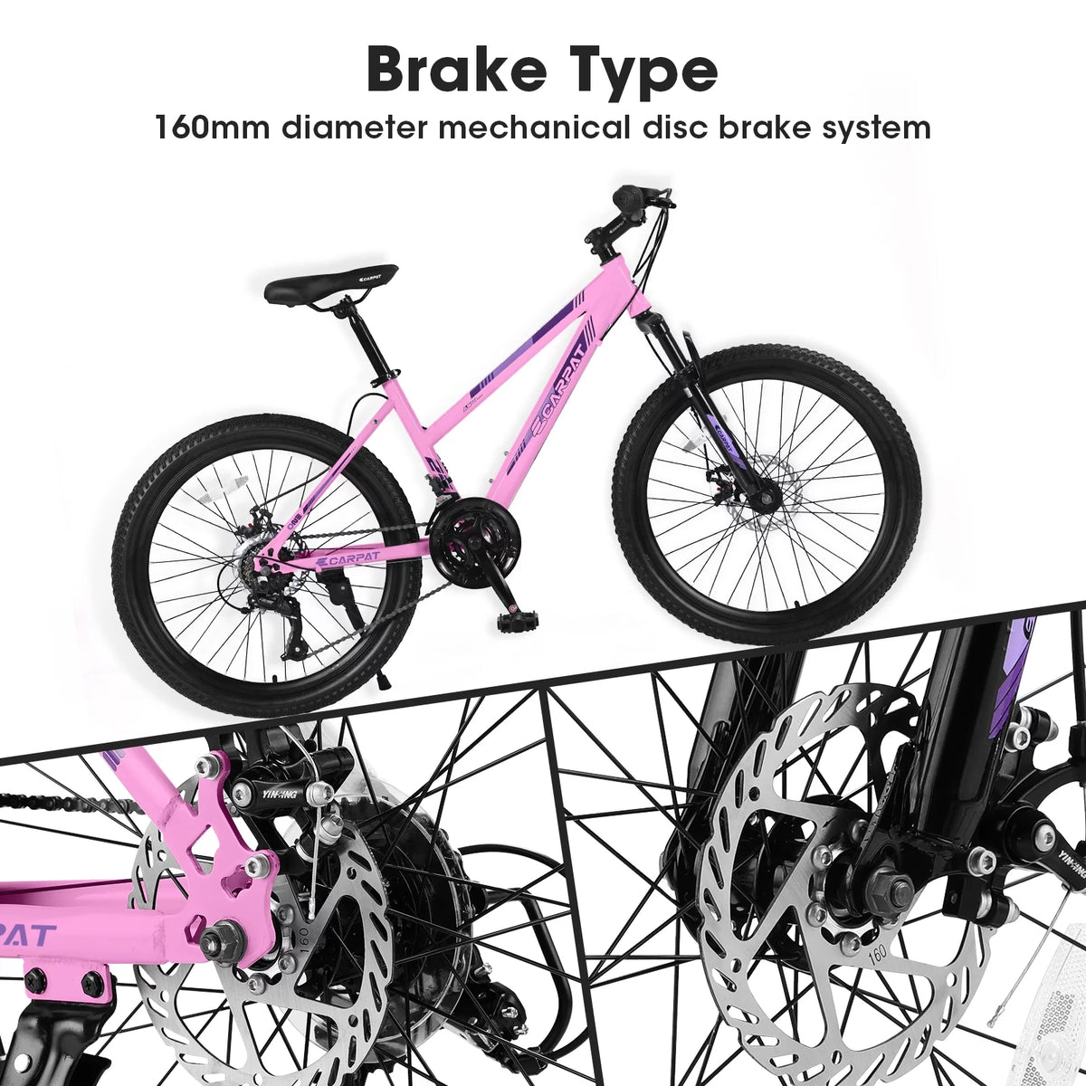 24 inch Mountain Bike with Dual Disc Brakes White Q707649