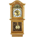 Golden Oak Chiming Wall Clock with Swinging Pendulum O791482