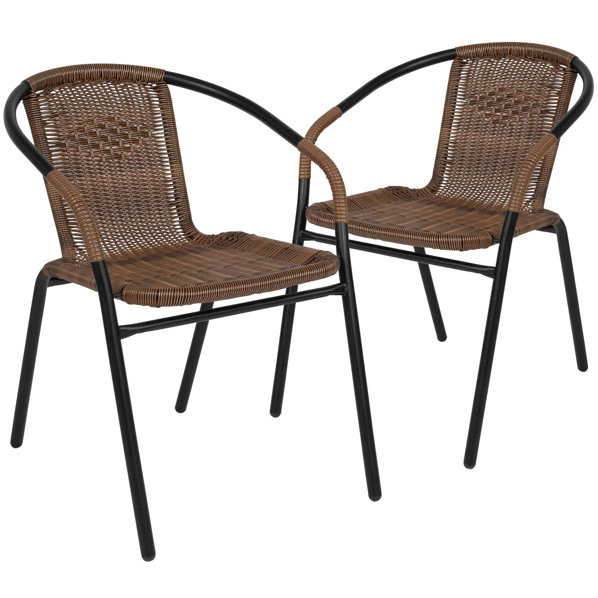 2 Pack Black Rattan Stack Chair G188450