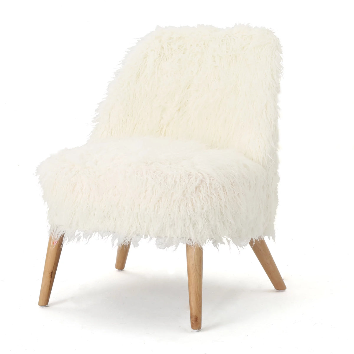 White Faux Fur Accent Chair J294