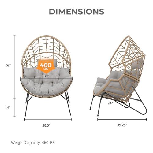 Oversized PE Wicker Egg Chair with Olefin Cushion and Stand V86528