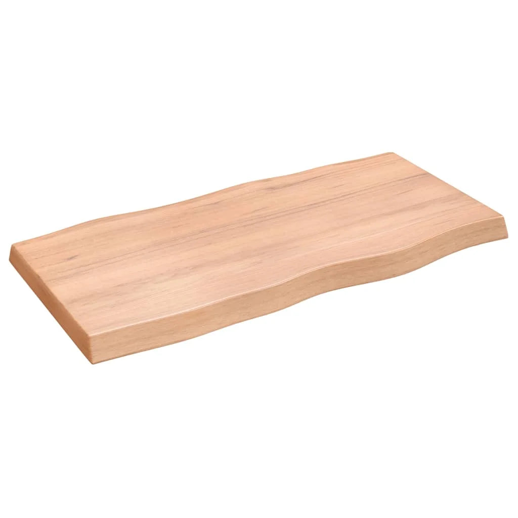 Solid Oak Wood Table Light Treated Live Edge Brown S977426