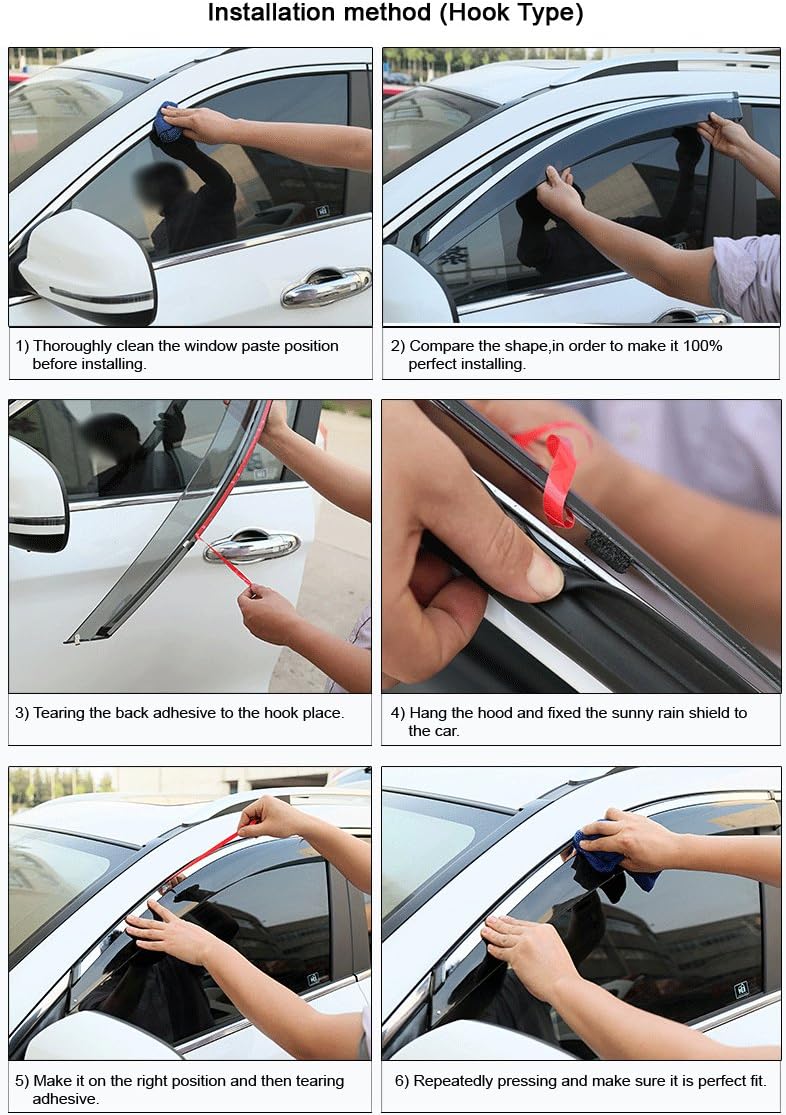 Car Window Visor Vent Shade Deflector Sun Rain Guards D2449
