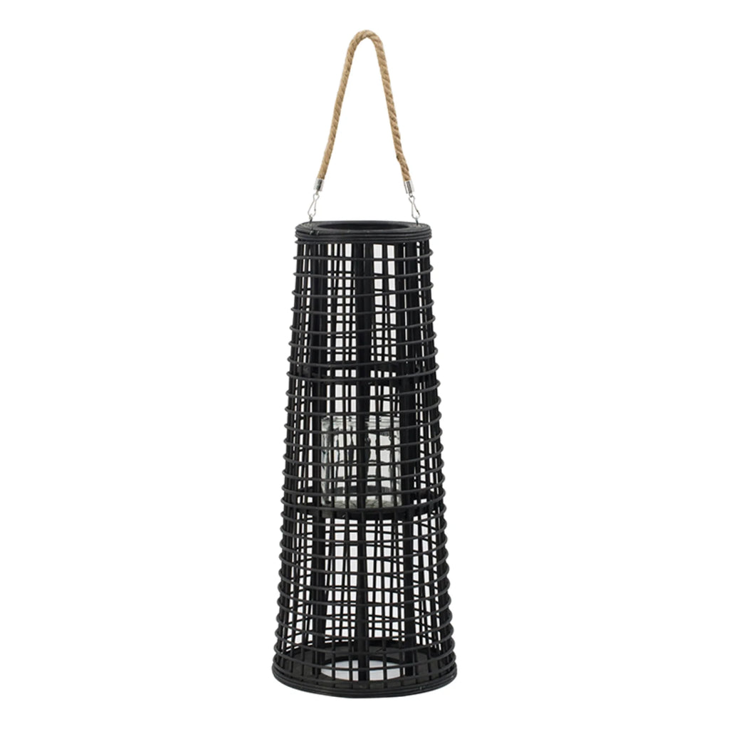 Black Tapered Candle Lantern with Handle L9917