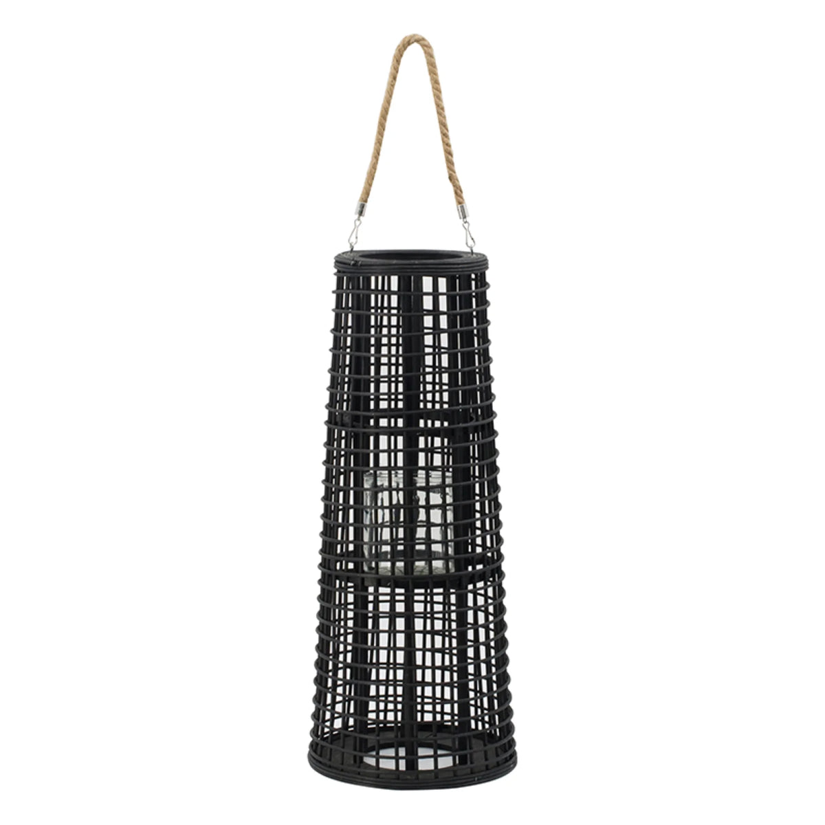 Black Tapered Candle Lantern with Handle L9917