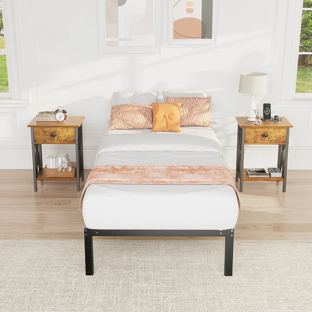 Full Size Heavy Duty Platform Bed Frame with Underbed Storage K5973