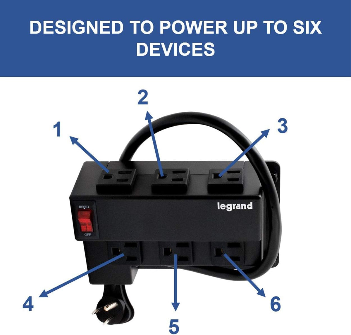 6 Outlets Half Width Power Strip M5706