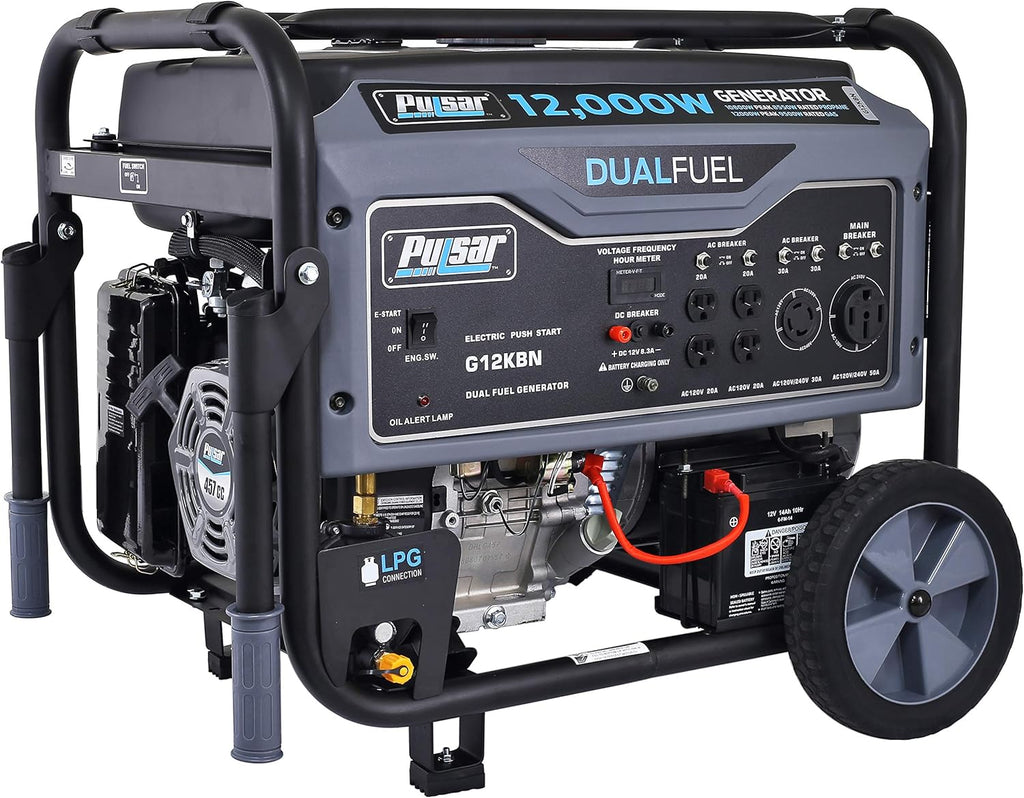 Heavy Duty Portable Dual Fuel Generator 9500 Rated Watts 12000 Peak Watts Q662