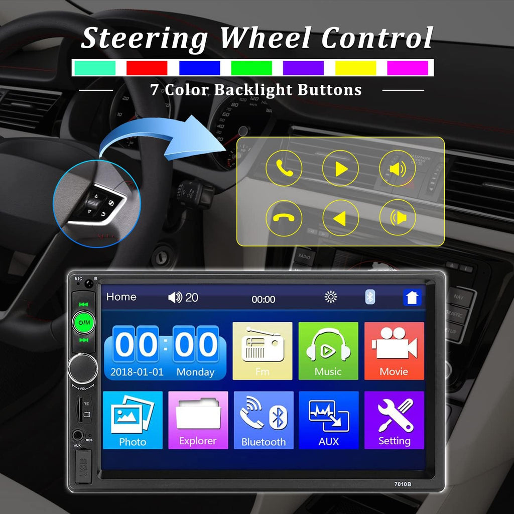 Double Din 7 Inch Touch Screen Bluetooth Car Stereo with Backup Camera P2823