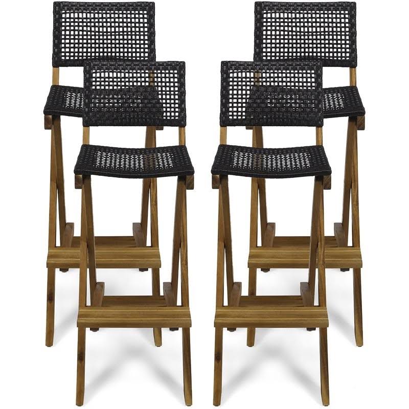 Acacia Wood Folding Barstools Set of 4 Z1273