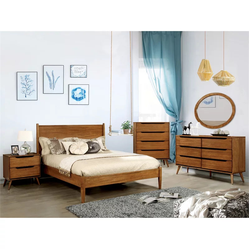 Solid Wood Full Platform Bed in Oak Z6728