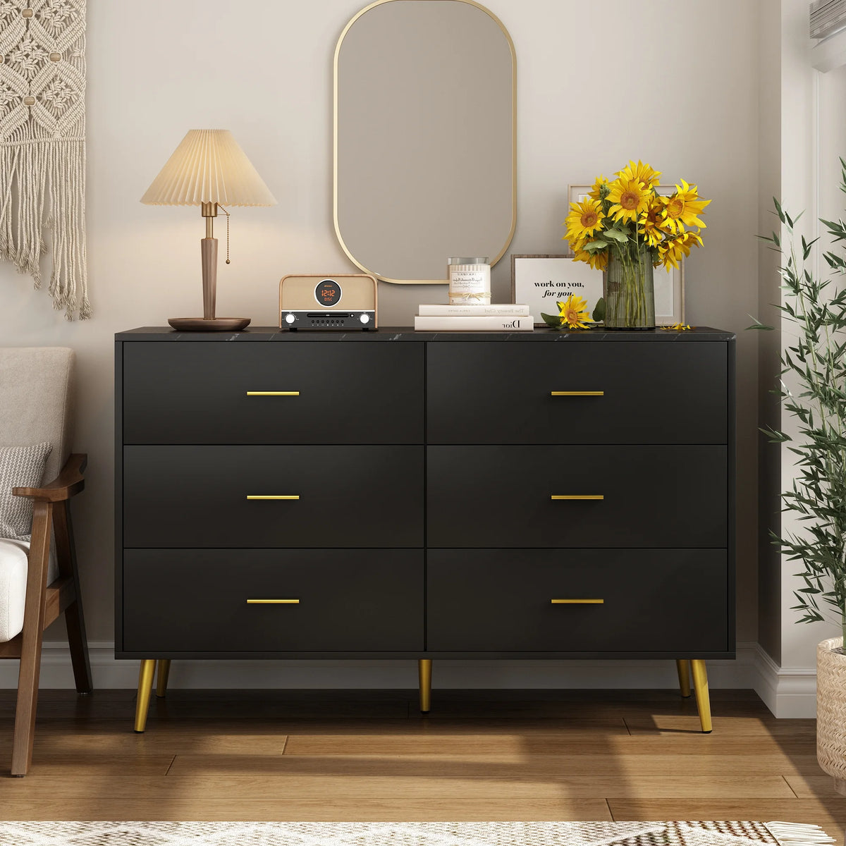 White 7 Drawer Wood Dresser E822