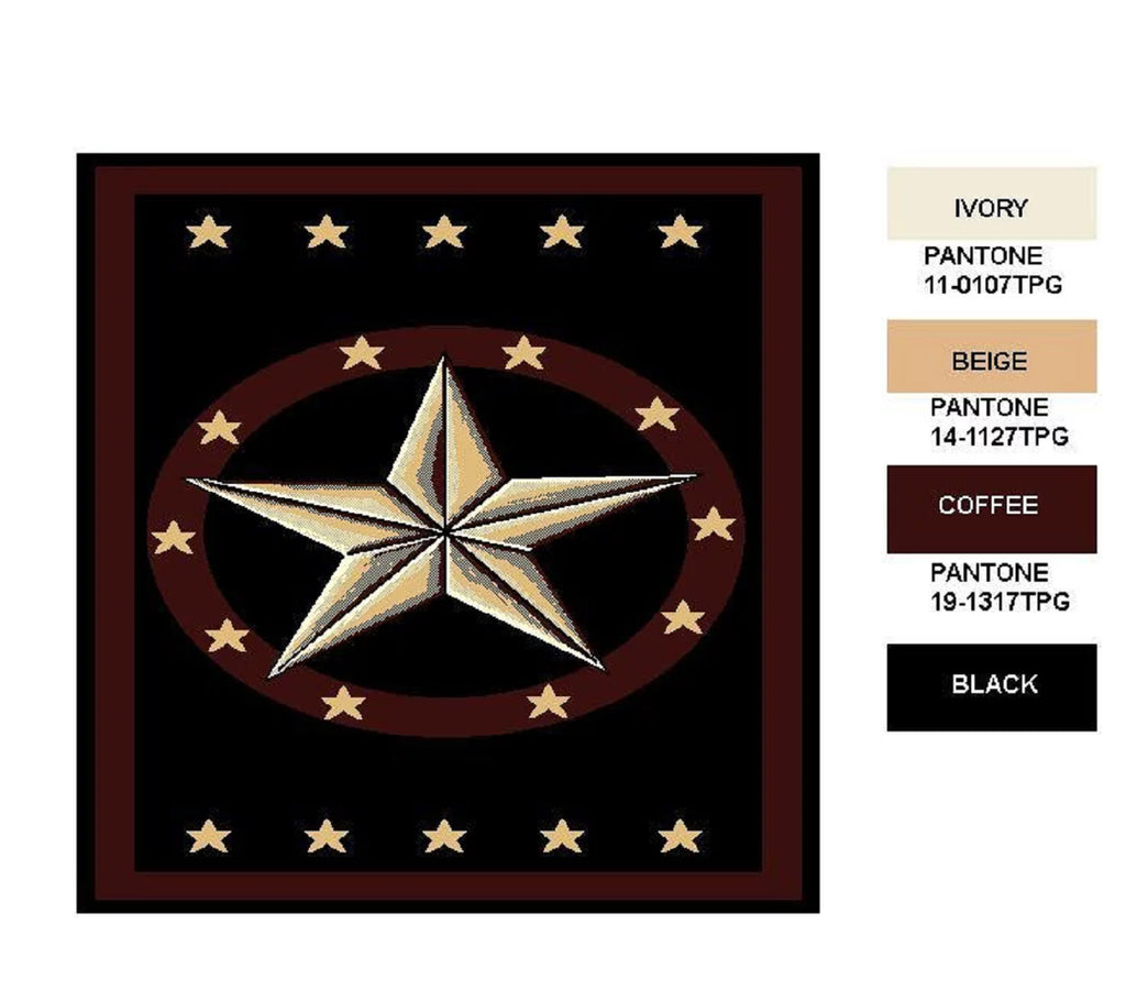 Black 2 ft. x 8 ft. Western Star Area Rug V630628