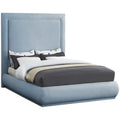 Light Blue Linen Textured Fabric King Bed S559248