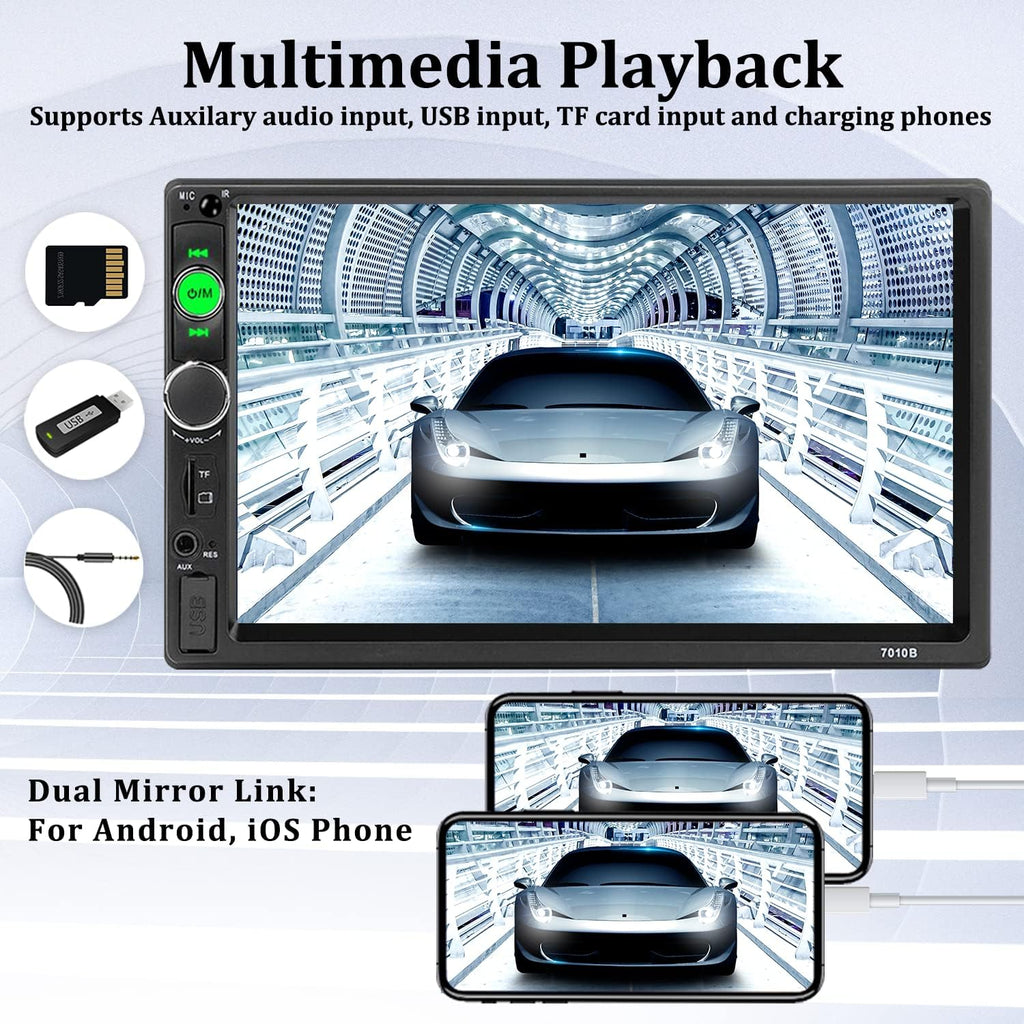 Double Din 7 Inch Touch Screen Bluetooth Car Stereo with Backup Camera P2823