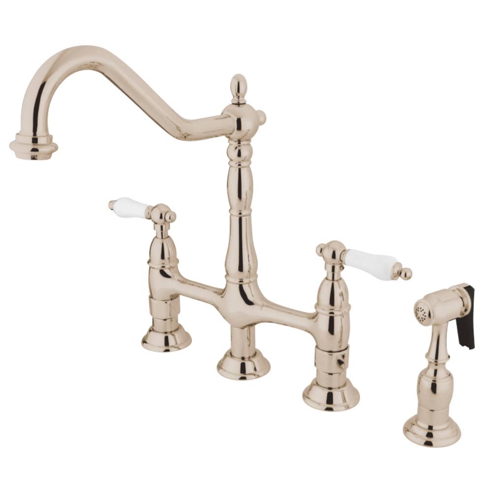 Polished Nickel Kitchen Faucet with Brass Sprayer S568406