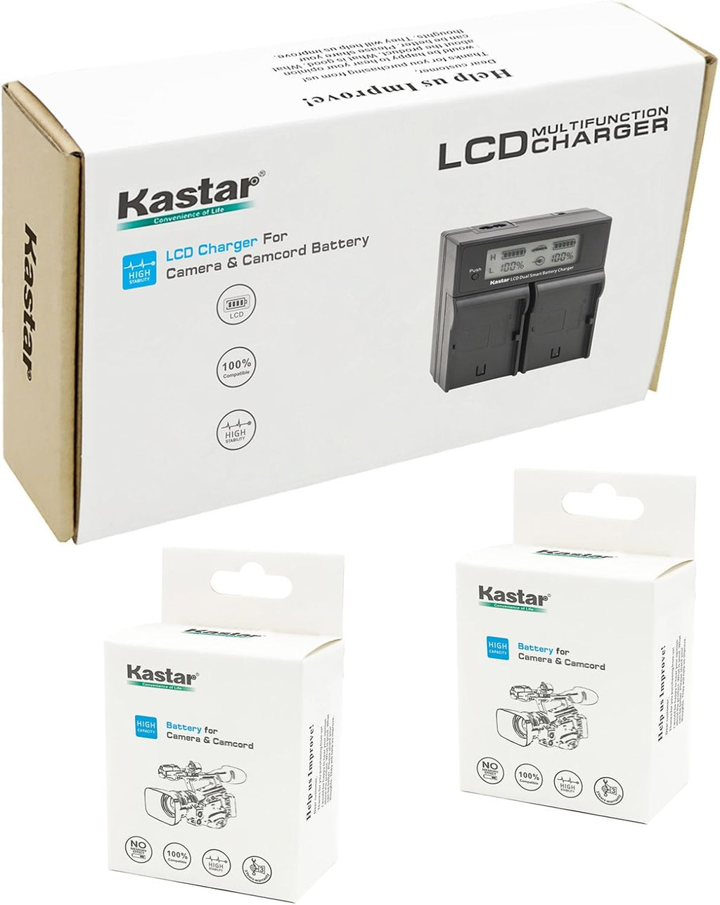 LCD Dual Fast Charger & 2 x Li-Ion Camcorder Battery Z45484