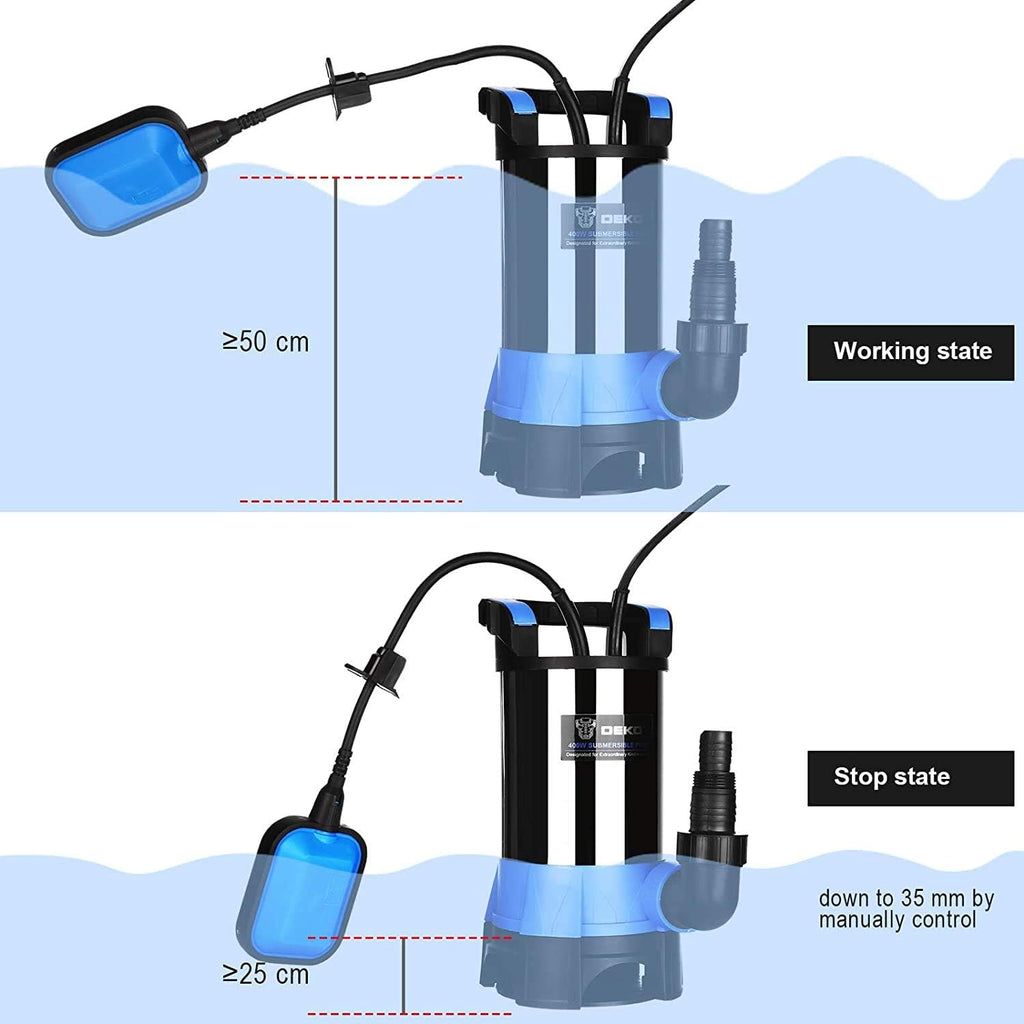 400W 1/2HP Portable Submersible Sump Pump with Float Switch and 16ft Cable I769