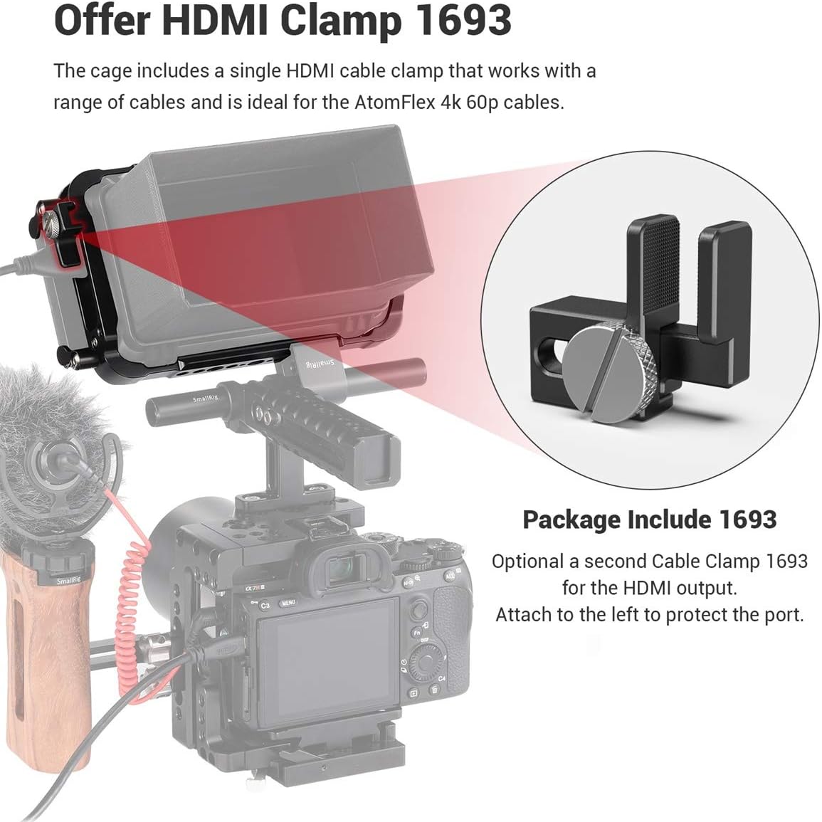 Monitor Cage with NATO Rail and HDMI Cable Clamp H3867