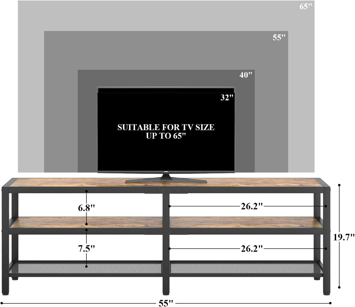 Rustic Brown and Gray Oak TV Stand D14574