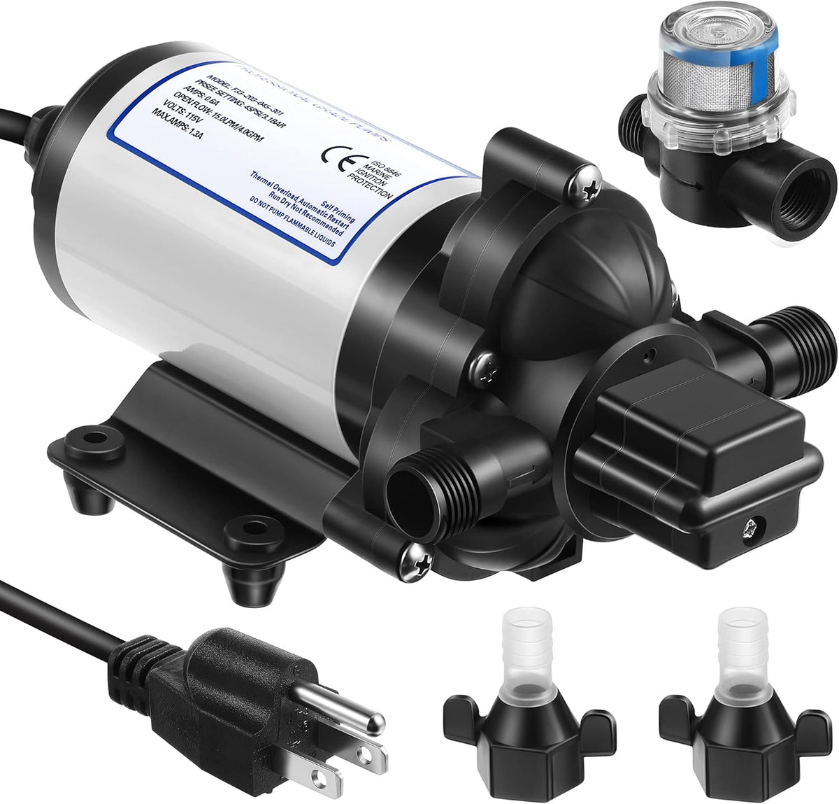 115V Self Priming Diaphragm Pump 4 Gpm 45 Psi P210