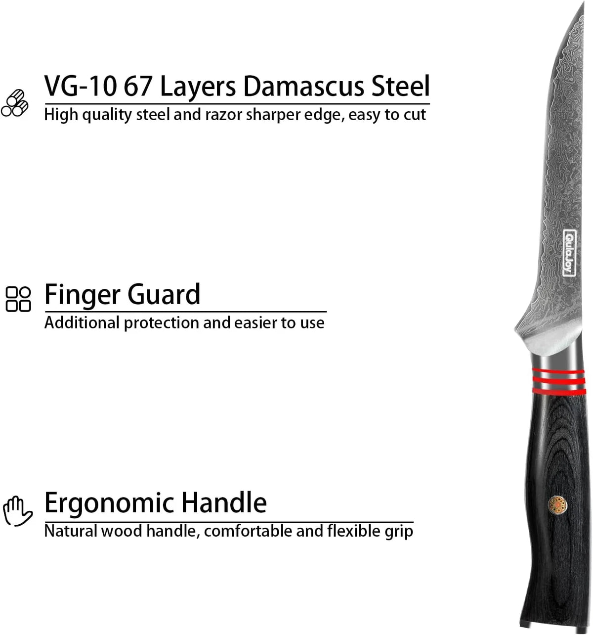 Damascus 5.9 Inch VG10 High Carbon Stainless Steel Boning Knife Q519