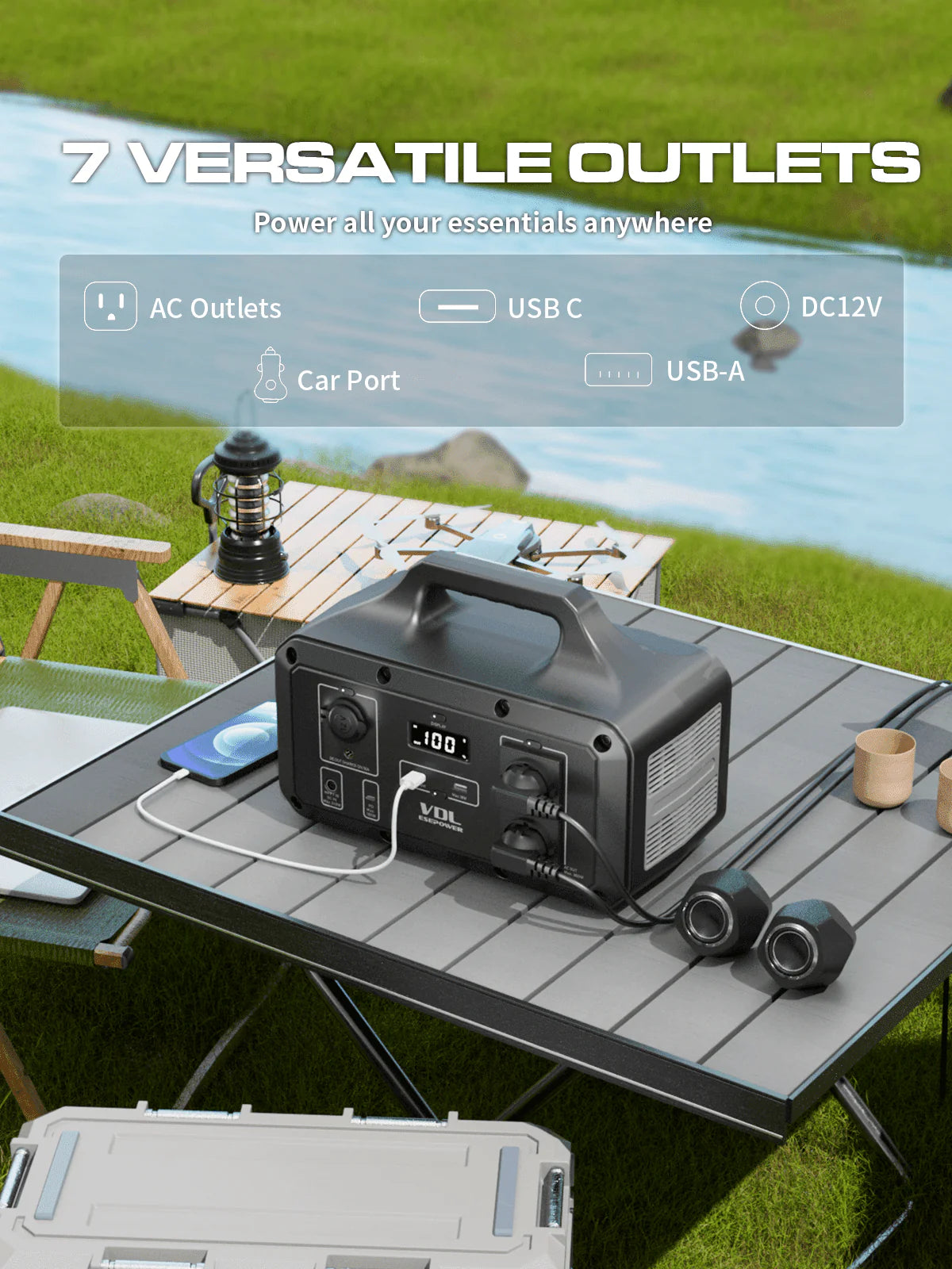 Portable Power Station 800W 510Wh Solar Generator D1596
