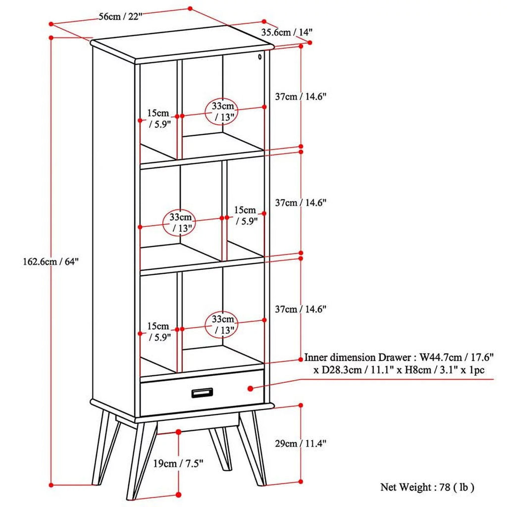 1 Drawer Solid Wood Bookcase Z747